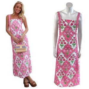 COCOLILLYS Square Neck Maxi Dress Pink L